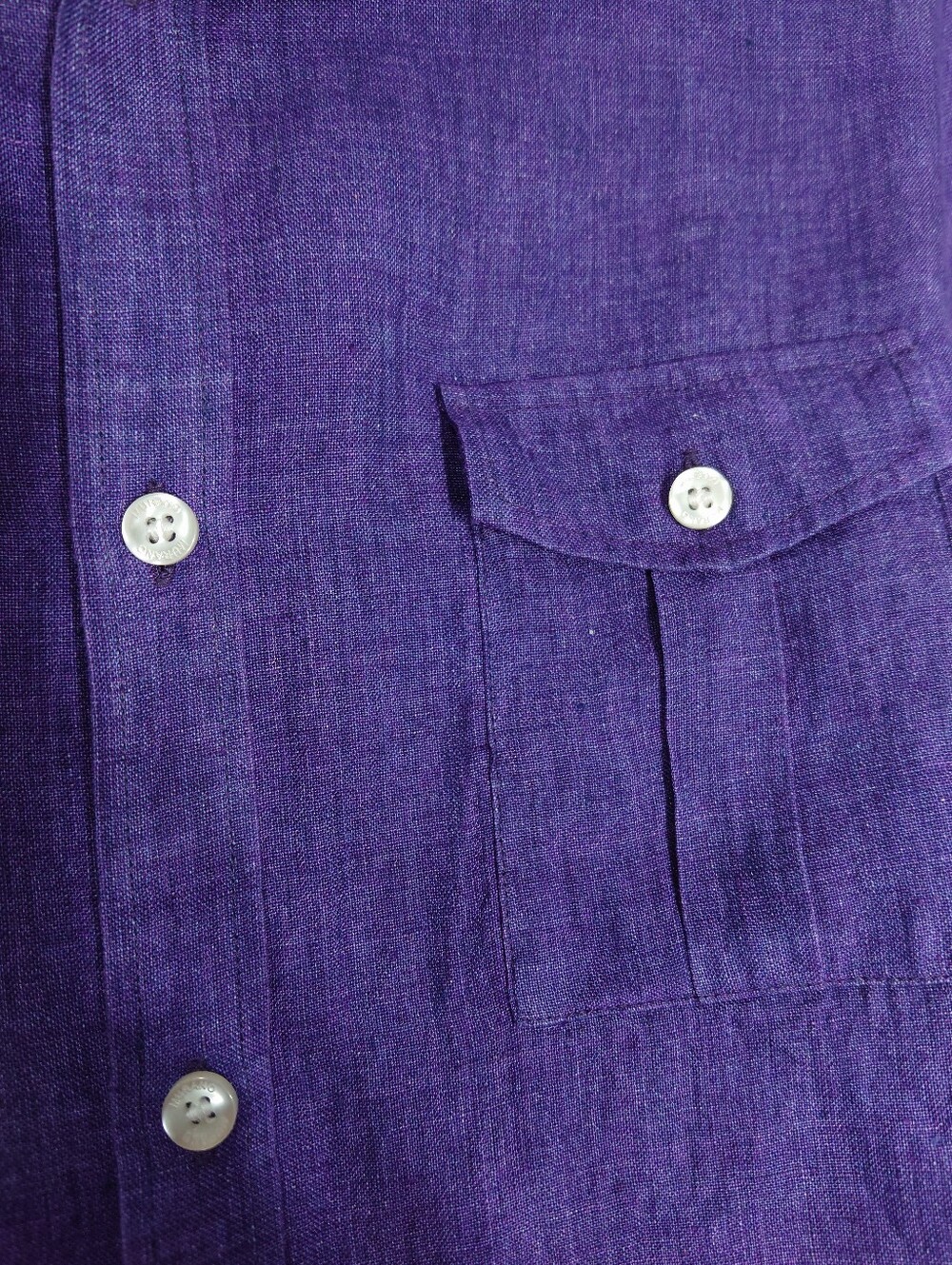 Murano Baird McNutt 100% Linen Purple Button Front Shirt Men's L Slim Fit - Picture 5 of 6